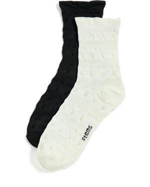 Stems Textured Dot Crew Socks 2 Pack - Black