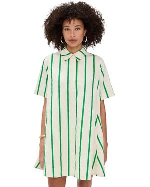 English Factory Striped Kaftan Mini Dress - Green