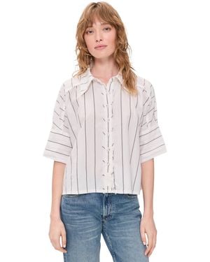 Free People Seaside Stripe Button Down Shirt - White