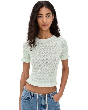 Sea Rue Fine Gauge Knit Short Sleeve Sweater - White