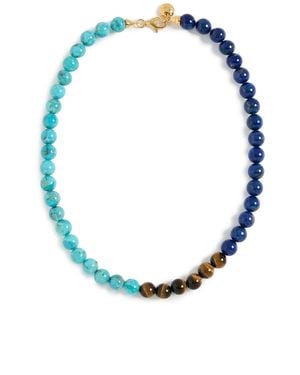 Fry Powers Collar Necklace,Lapis, Tigers Eye - Blue
