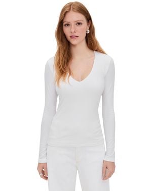 James Perse Stretch Rib Double Front Deep V Tee - White