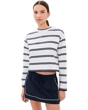 GOOD AMERICAN The Long Sleeve Layered Tee - Blue