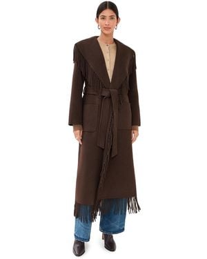 Jonathan Simkhai Carrie Fringe Robe Coat - Black
