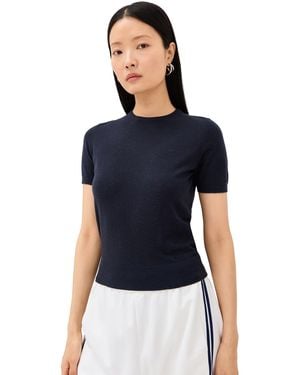 Tibi Skinlike Mercerized Wool Shrunken Tee - Blue