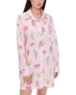 Bedhead PJs Cotton Poplin High Low Sleepshirt - Pink
