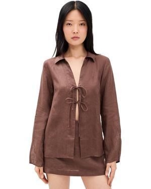 LSPACE Venice Linen Shirt - Brown