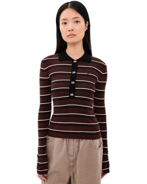 Ganni Mini Ribbed Merino Polo - Black