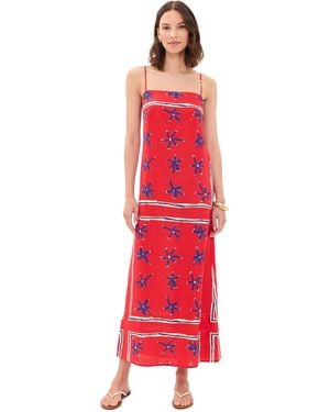 STAUD Laura Linen Dress - Red