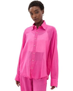 All Three Daniel Gauze Shirt - Pink