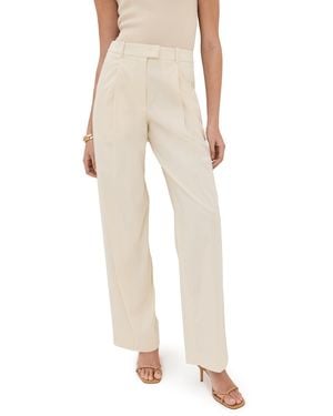 Another Tomorrow Cotton Gabardine Relaxed Wide Leg Pants - Natural