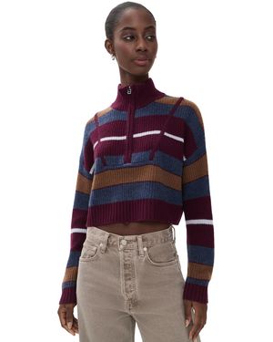 STAUD Cropped Hampton Cashmere Sweater - Red