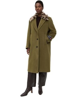 MSGM Leopard Collar Coat - Green