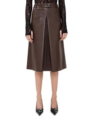 MSGM Leather Midi Skirt - Black