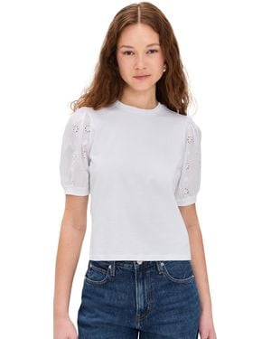 FRAME The Lace Sleeve Tee - White