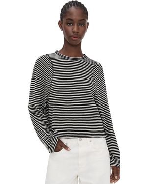 Madewell Striped Curved Long-Sleeve Tee - Black
