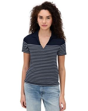 Rag & Bone The Knit Stripe Polo - Blue