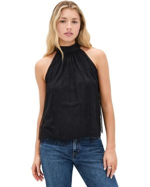 Alice + Olivia Maris Halter Neck Gathered Top - Black