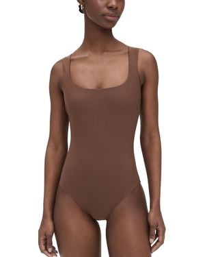 Stylest Square Neck Tank One Piece - Brown