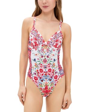 CAMILLA Knot Front Panelled One Piece Faith, Luck & Justice - Red
