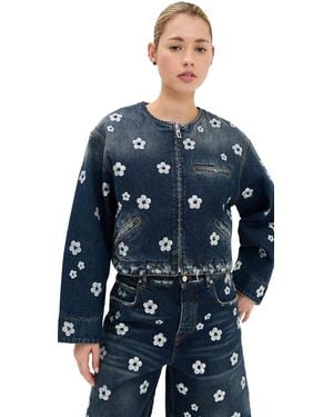 Marc Jacobs Sequin Daisy Cropped Jacket - Blue