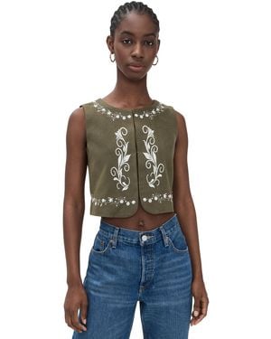 Line & Dot Brea Embroidered Top - Blue