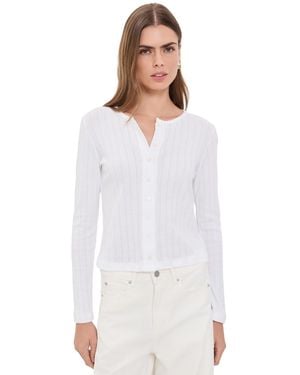 Leset Pointelle Classic Cardigan - White