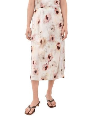 Vince Watercolour Floral Slip Skirt - Natural