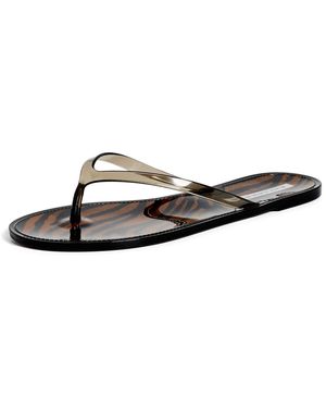 Black Suede Studio Crystal Jelly Flip Flops - Black