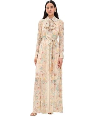 Zimmermann Rebellion Pussybow Shirt Dress - Natural
