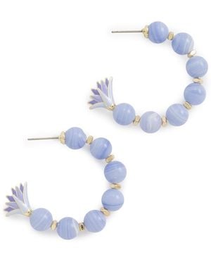 Lele Sadoughi Enamel Lotus Hoop Earrings - White