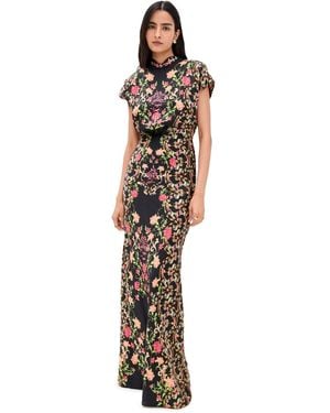 Saloni Fabienne Long Dress - Blue