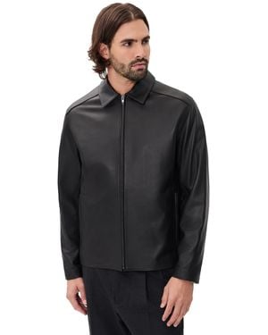 Vince Leather Zip Up Jacket - Black