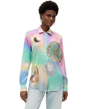 BruceGlen Muva Print Charmeuse Button-Up - Green