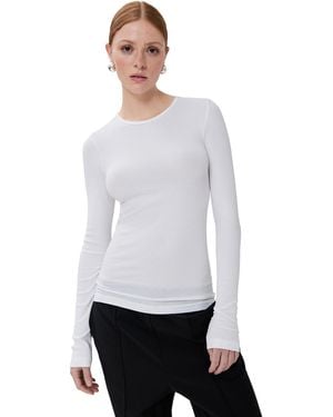 Tibi Circular Ribbed Crew Neck Pullover T-Shirt - White