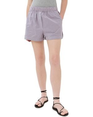 Tibi Garment Dyed Seersucker Pull On Shorts - White
