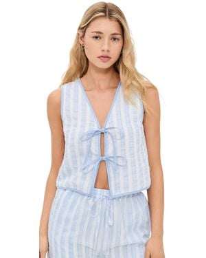 Line & Dot Kamari Tie Detailed Top - White