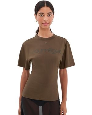 Courreges Logo Print Waisted T-Shirt - Brown