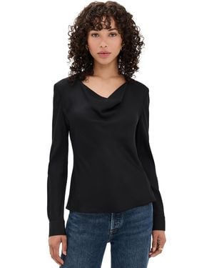 Theory Silk Cowl Blouse - Black