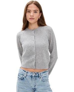 White + Warren Cashmere Crew Neck Cardigan - Gray