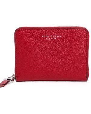 Tory Burch Romy Medium Zip Around Wallet - Red