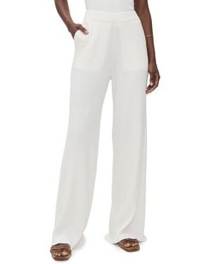 ATM Cotton Cashmere Ribbed Wide Leg Pants - White