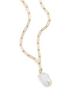 Hart Long Chain With Baroque Pearl Necklace - White