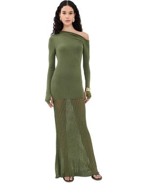 Seven Wonders Greta One Shoulder Knit Maxi Dress - Green