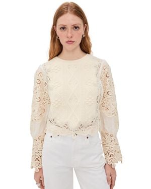 Sea Vania Lace Combo Sleeve Sweater - Natural