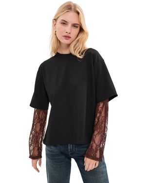 Le Bos Lucy Double Lace Tee - Black