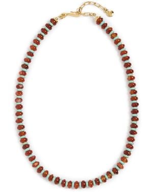 Mayamar Agate Beaded Stone Necklace - Red