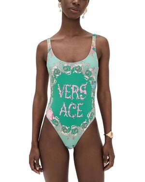 Versace Light Underwater Barocco Placed Print One Piece - Green