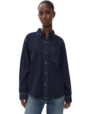 GOOD AMERICAN The Denim Oversized Button Down Shirt - Blue
