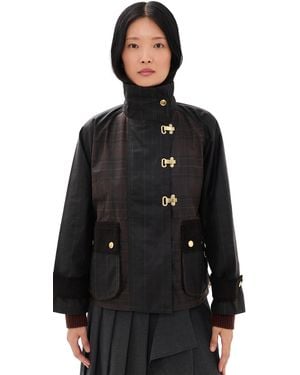 Barbour Hazelwood Checked Wax Jacket - Black